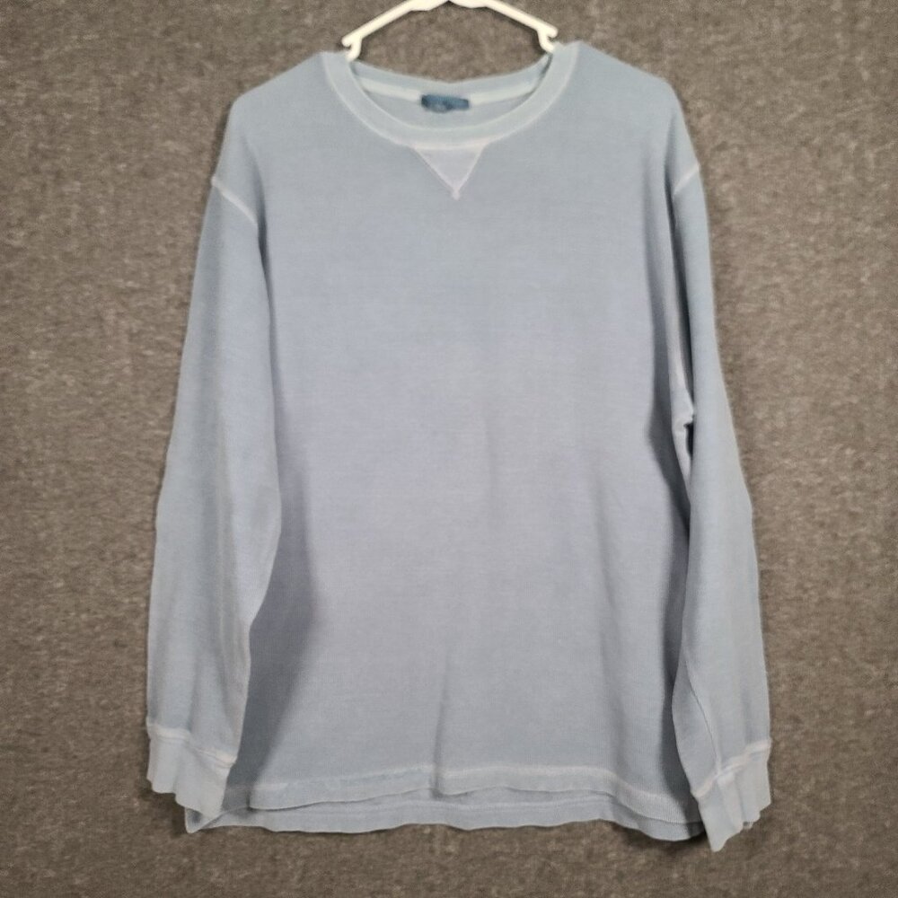 Breakwater Men's Long Sleeved Shirt Size XL Blue Waffle Knit Pattern